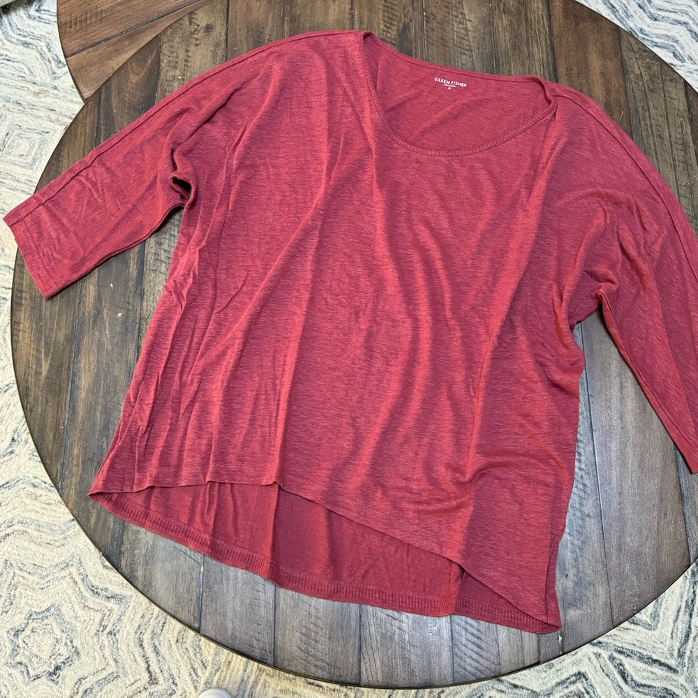 Eileen Fisher | 3/4 sleeve linen scoopneck dolman top